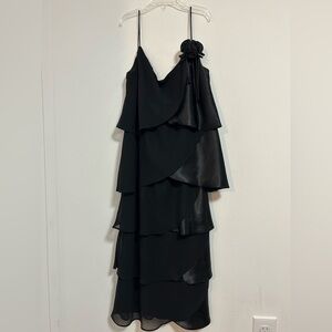 Vintage Patra Black One Shoulder Layered Dress